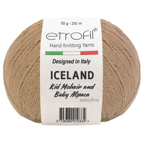 Пряжа для вязания Etrofil 'ICELAND' 50гр 250м (10% кид мохер, 5% беби альпака, 55% полиамид, 30% вискоза) (BL1027 бежевый), 10 мотков