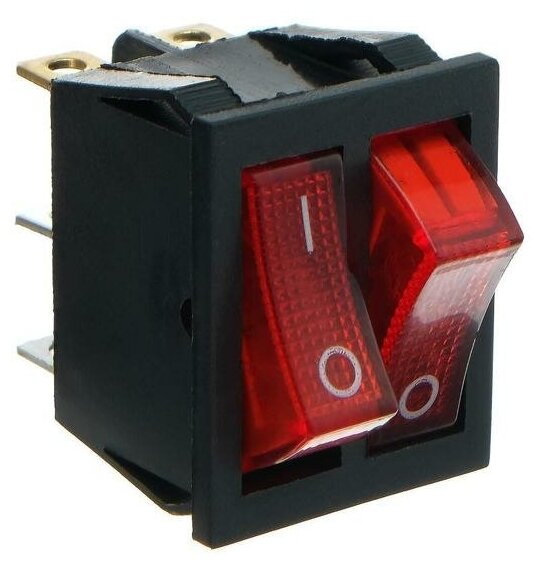 Кнопка - выключатель, квадратный, двойной, с подсветкой - фотография № 3