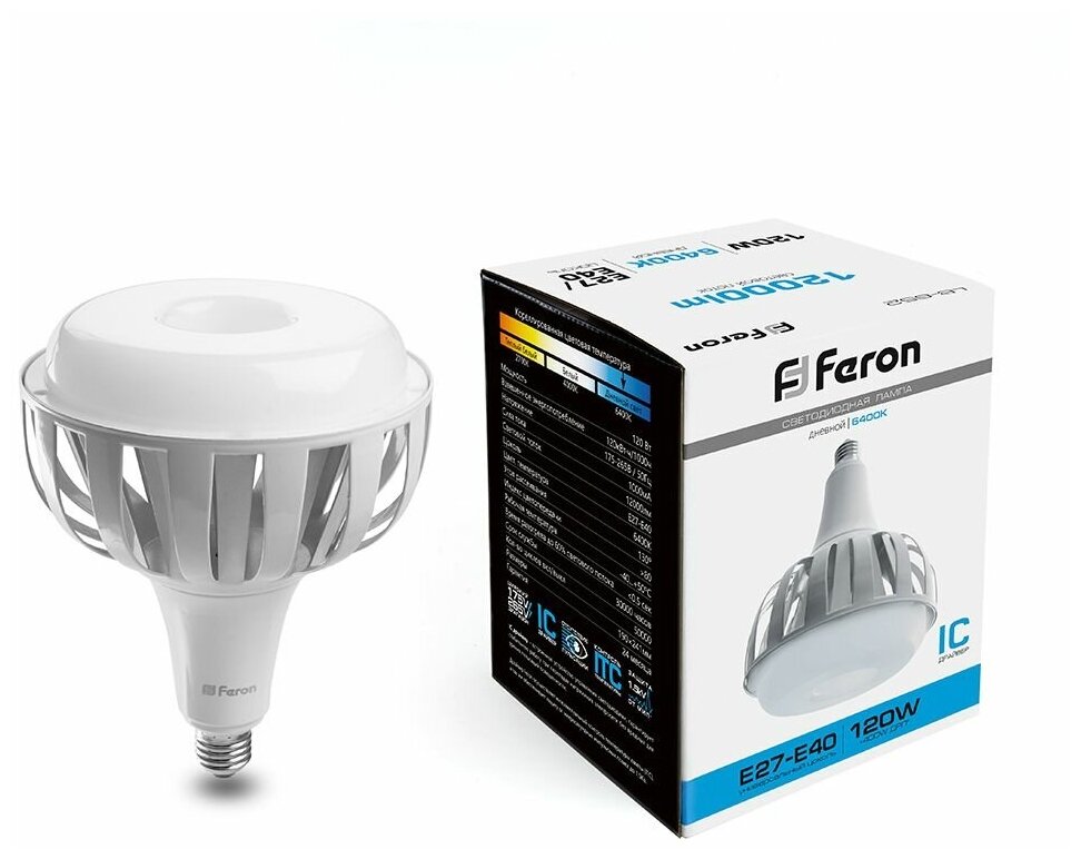 Лампочка светодиодная промышленная E27-E40/светодиодный 120Вт 12000Лм белый холодный 6400К, 38097