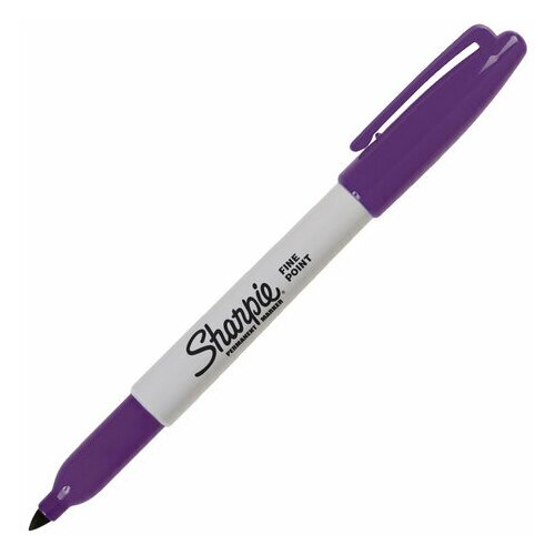 Маркер перманентный (нестираемый) Sharpie Fine (1мм, круглый наконечник, фиолетовый) 12шт. (2025034)