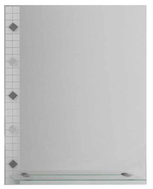 Зеркало «Ромб», с пескоструйной графикой, настенное, с полочкой, 45×60 см - фотография № 1