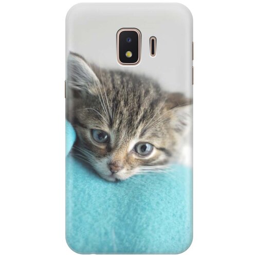 фото Ультратонкий силиконовый чехол-накладка для samsung galaxy j2 core с принтом "котенок на пледе" gosso