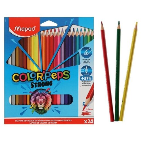 Maped Карандаши 24 цвета Maped Color Peps Strong пластиковые, повышенной прочности, европодвес