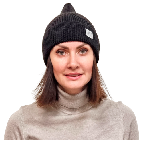 фото Th22-419021402 шапка вязаная заострённая, черный tuot