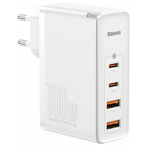 Сетевое зарядное устройство Baseus GaN2 Pro 2*USB+2*TYPE-C, max.100W (CCGAN2P-L02) белое универсальный блок питания 5v 3a 15w 5 5 2 5 прямой штекер