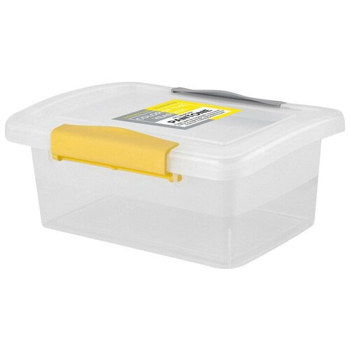 Ящик для хранения Laconic mini с защелками 0,85 л Прозрачный/Желтый/Серый
