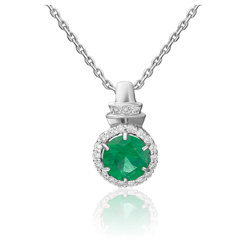 PLATINA jewelry Подвеска из белого золота с изумрудом и бриллиантом 03-0415-00-106-1120-30