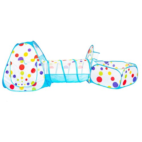 Детская игровая палатка Игрокат с тоннелем и манежем 3 в 1 синяя с белым