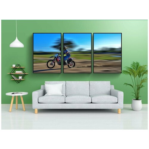 фото Набор модулных постеров для интерьера "скорость, быстрый, мотокросс" 60x90 см. в тубусе, без рамки lotsprints