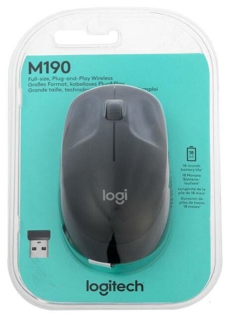 Мышь LOGITECH M190, оптическая, беспроводная, USB, красный и черный [910-005908] - фото №8