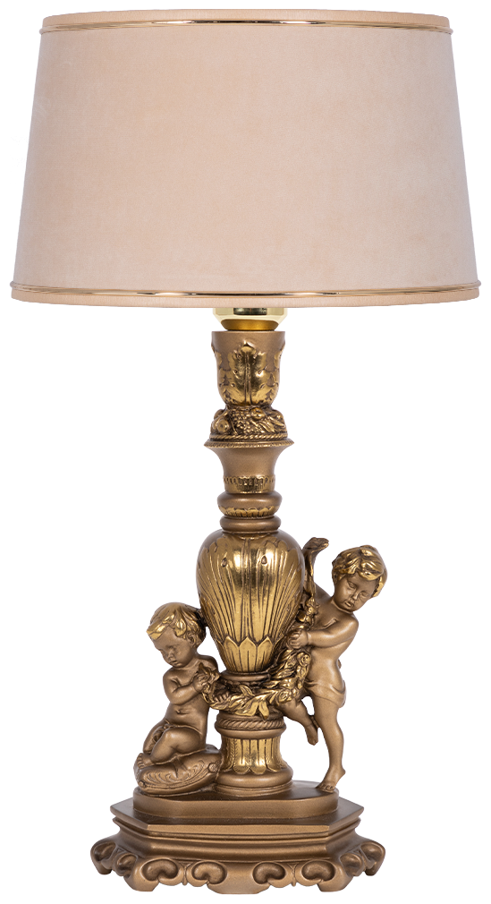 Настольная лампа Bogacho Путти бронзовая с кремовым абажуром Тюссо Конфети