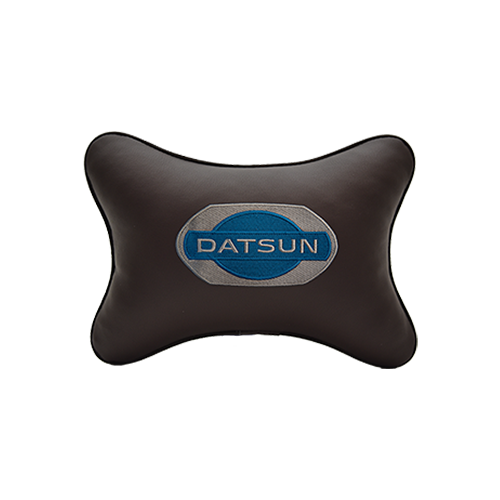 фото Подушка на подголовник экокожа coffee с логотипом автомобиля datsun vital technologies