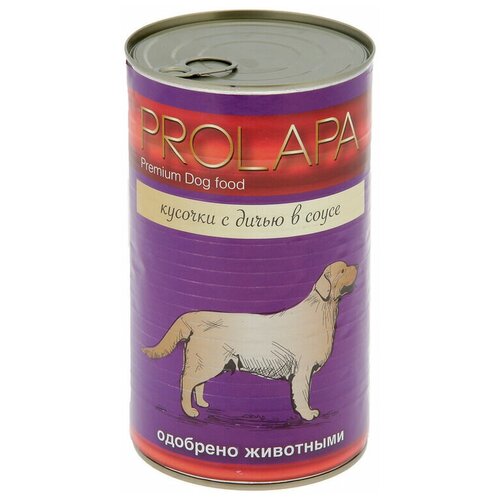 Консервы Prolapa Premium для собак дичь кусочки в соусе 850г