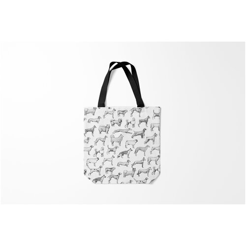 фото Сумка-шоппер / 40х40 см / собаки / беспородистые породы собак с фотографиями burnettie
