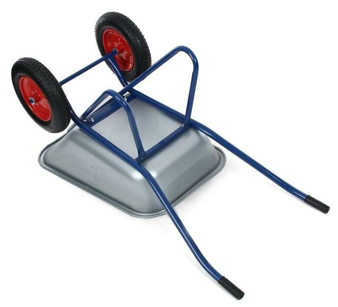 Тачка строительная, двухколёсная: груз/п 200 кг, объём 100 л, синие ручки - фотография № 6