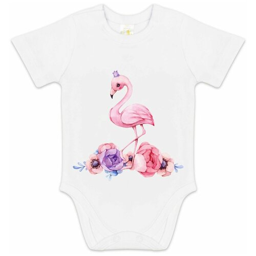 Боди с коротким рукавом/боди для новорожденных/боди с принтом Фламинго/размер 62