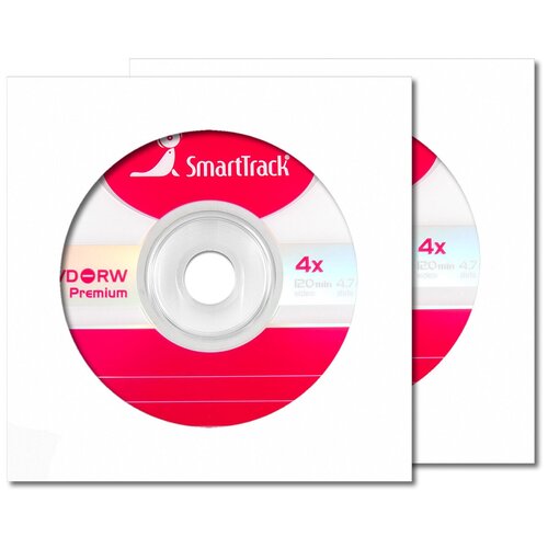 Перезаписываемый диск SmartTrack DVD-RW 4,7Gb 4x в бумажном конверте с окном, 2 шт. конверт пластиковый smarttrack на 1 2 cd dvd цветные 45 шт упак