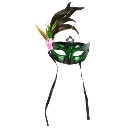 Карнавальная венецианская маска зеленая 22см