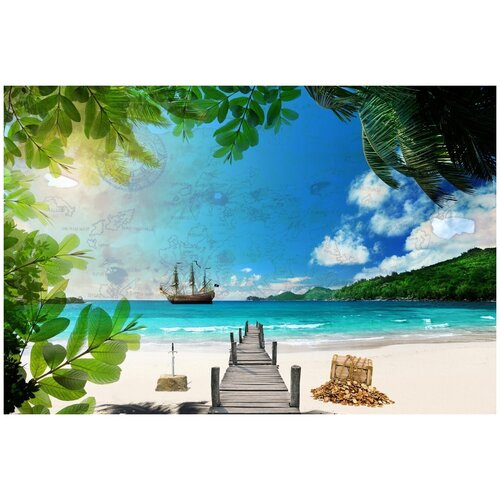 Флизелиновые фотообои Уютная стена Заветный остров сокровищ 410х270 см с текстурой Песок