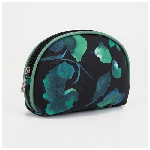 фото Косметичка на молнии, с подкладом, цвет чёрный/зелёный золотой дождь