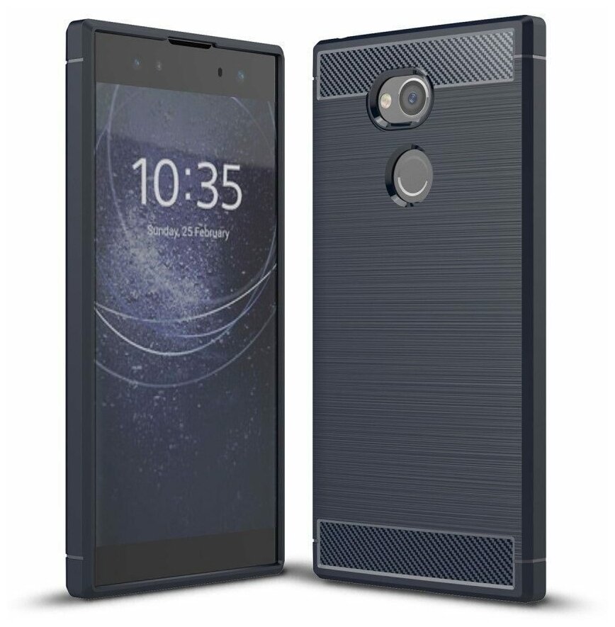 Чехол-накладка Carbon Fibre для Sony Xperia XA2 Ultra (темно-синий)