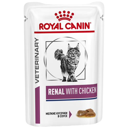 Влажный корм для кошек Royal Canin Renal, при проблемах с почками, с курицей 85 г (кусочки в соусе)