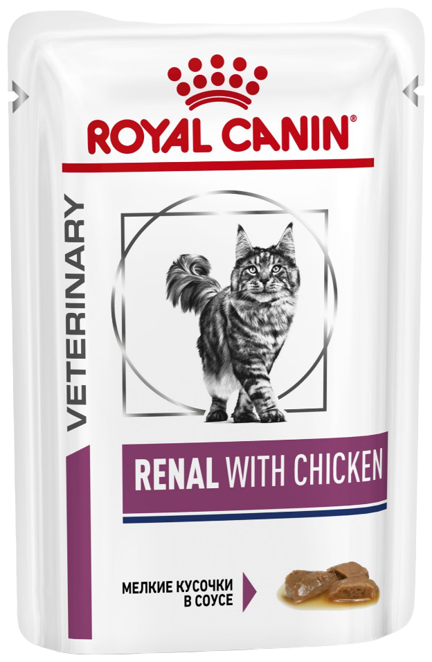 Корм для кошек Royal Canin Renal, при проблемах с почками, с курицей 85 г (кусочки в соусе)