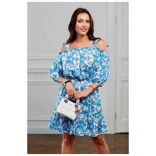 Голубое платье с открытыми плечами Look Russian (9475, голубой, размер: 44)