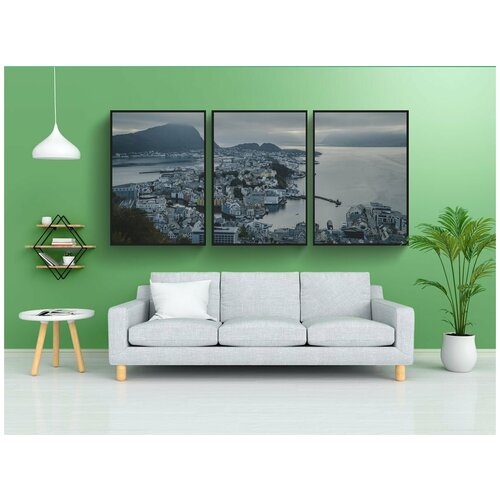 фото Набор модулных постеров для интерьера "норвегия, горы, страна" 60x90 см. в тубусе, без рамки lotsprints