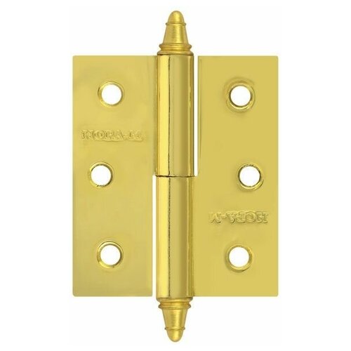 фото Петля дверная разъемная нора-м 610-3" (75*63*2,5) с колп. - золото - левая