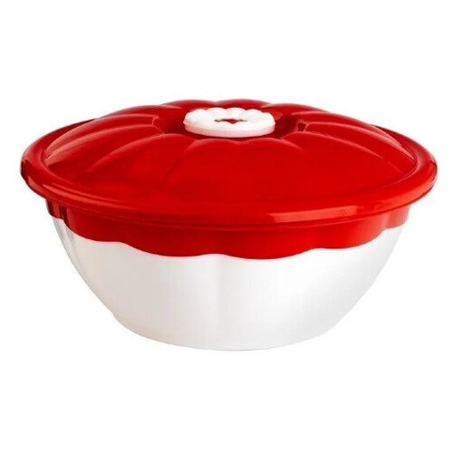 Салатник, 1 шт, красный, чаша пластиковая, для сервировки, миска для мытья фруктов и овощей, контейнер для кухни, 2,7 л