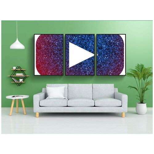 фото Набор модулных постеров для интерьера "youtube, логотип, икона" 60x90 см. в тубусе, без рамки lotsprints