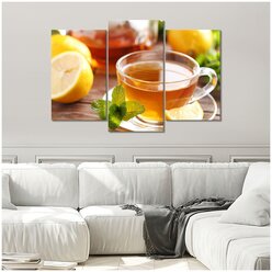 Модульная картина/Модульная картина на холсте/В спальню/На кухню/В подарок - чай с лимоном 90х60 см.