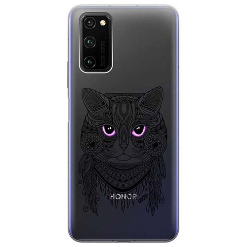 фото Ультратонкий силиконовый чехол-накладка для honor view 30 pro с 3d принтом "grand cat" gosso