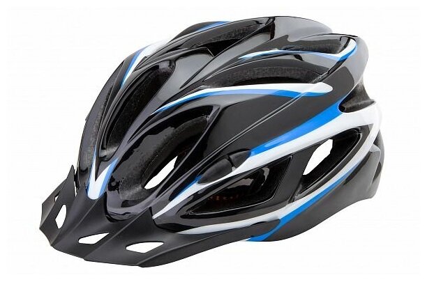 Шлем FSD-HL022 (in-mold). Размер L (58-60 см) чёрный с синими полосами. 600129
