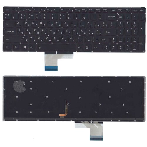 Клавиатура для ноутбука Lenovo Y50-70 черная с подсветкой аккумулятор для lenovo y50 70 y70 70 org 7 6v 7400mah p n 121500251 l13m4p02 l13n4p01