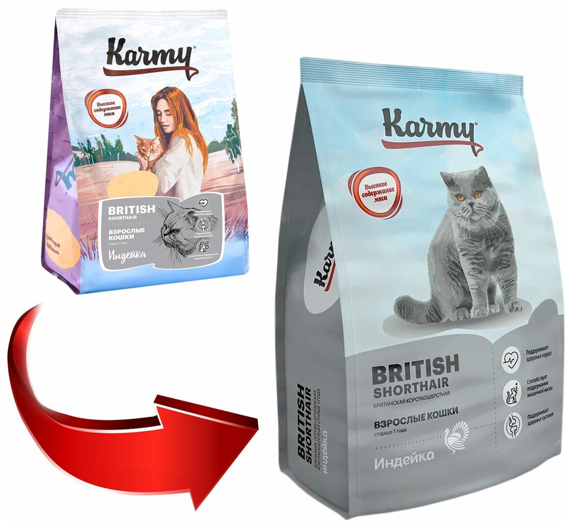 KARMY BRITISH SHORTHAIR ADULT для взрослых британских короткошерстных кошек (0,4 + 0,4 кг) - фотография № 2