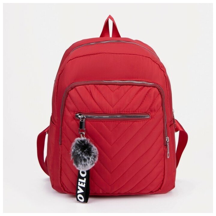 фото Рюкзак, отдел на молнии, 2 наружных кармана, цвет красный