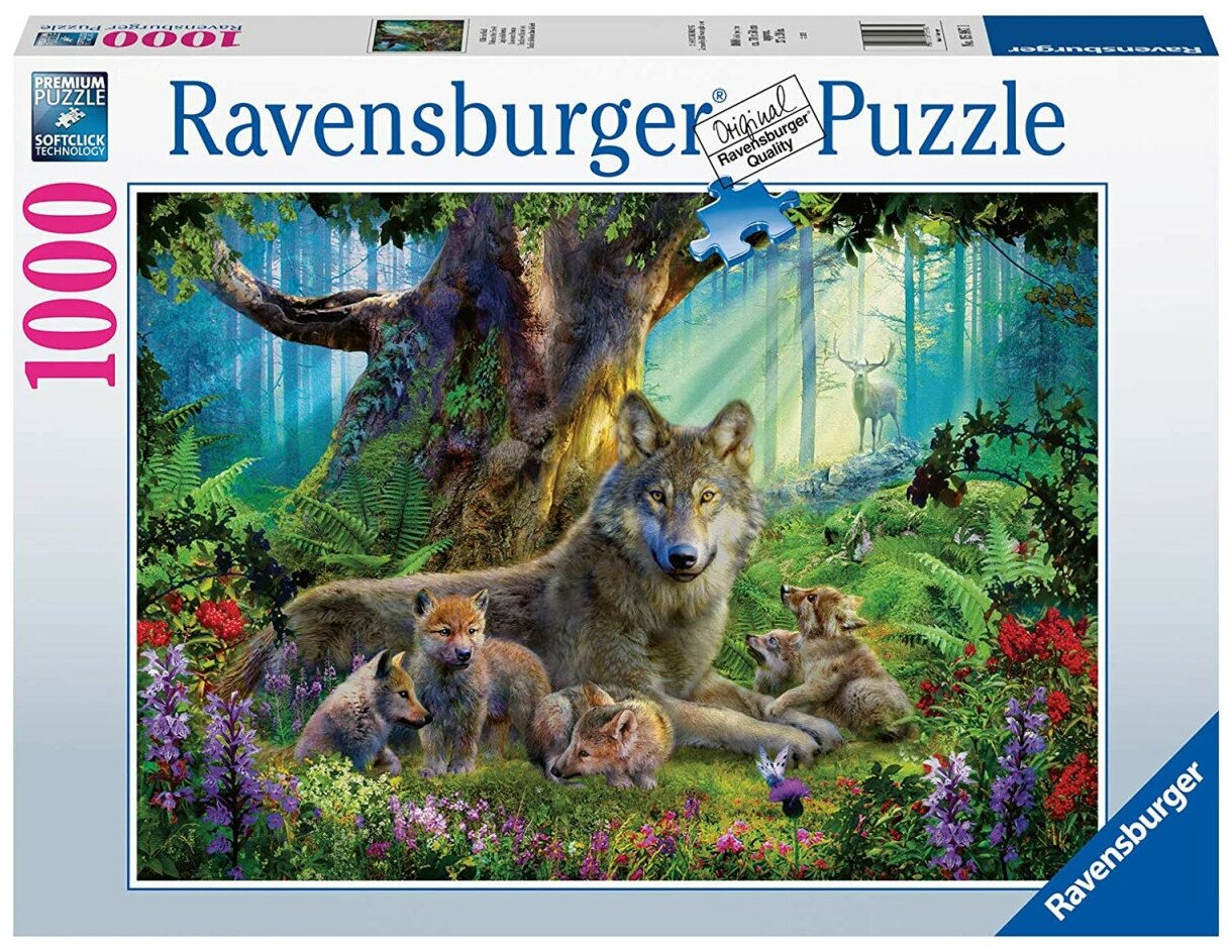 Пазл Ravensburger 1000 деталей: Волки в лесу