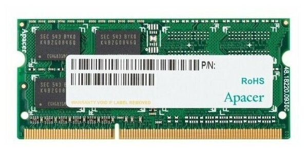 Оперативная память для ноутбука 4Gb (1x4Gb) PC3-10666 1333MHz DDR3 SO-DIMM CL11 Apacer AS04GFA60CATBGC (DS.04G2K. KAM)