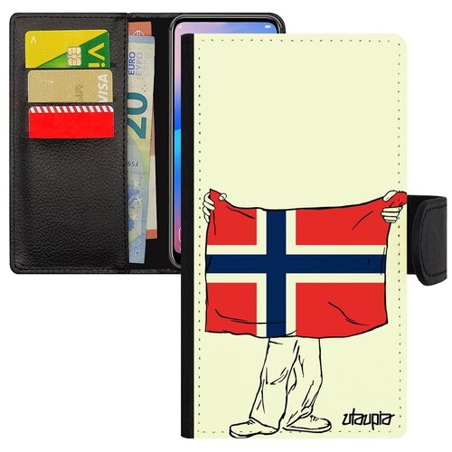 фото Необычный чехол книжка для смарфона // apple iphone xs // "флаг норвегии с руками" государственный страна, utaupia, белый