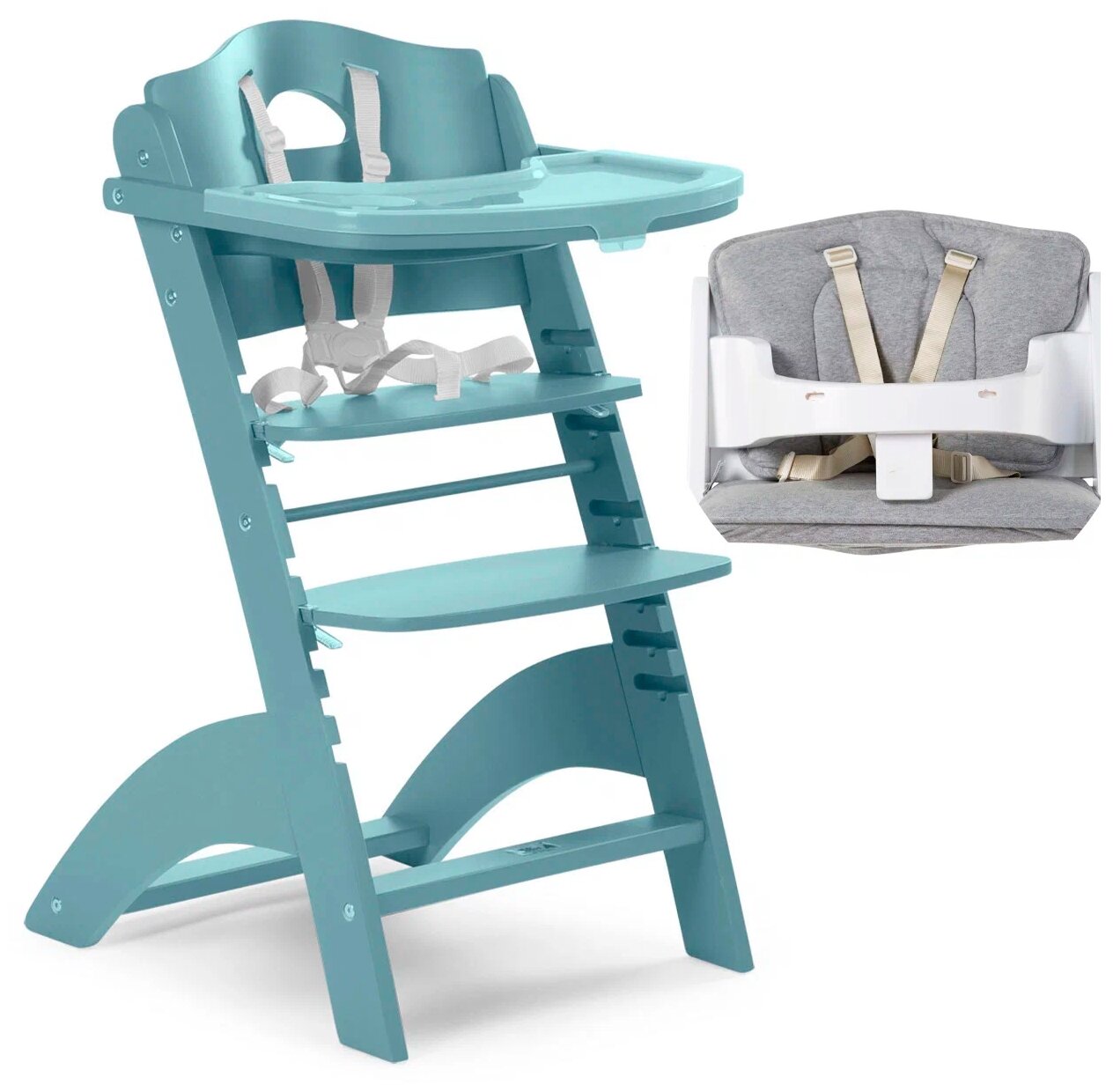 Стульчик для кормления Childhome Lambda 2 Jade Green с подушкой Rabbit grey