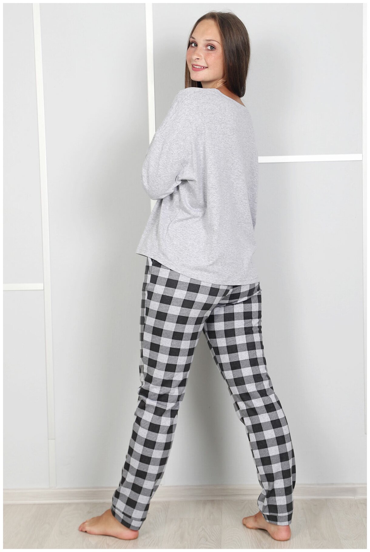 Женская пижама Гусь Серый размер 42 Кулирка Оптима трикотаж - фотография № 7