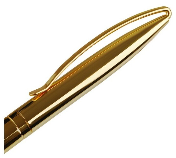 Ручка шариковая поворотная MESHU Gold, синий стержень, металлический корпус - фотография № 3