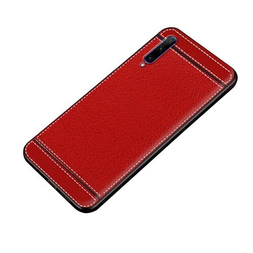 фото Чехол mypads для honor 20s ( китайская версия) / honor 20 из качественного износостойкого силикона с декоративным дизайном под кожу с тиснением красный