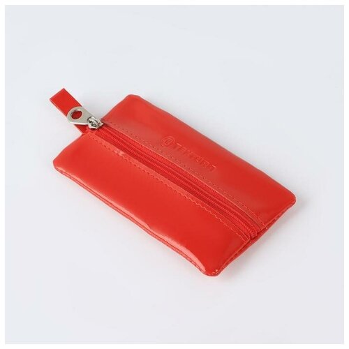 фото Ключница на молнии, длина 12 см, металлическое кольцо, цвет красный textura