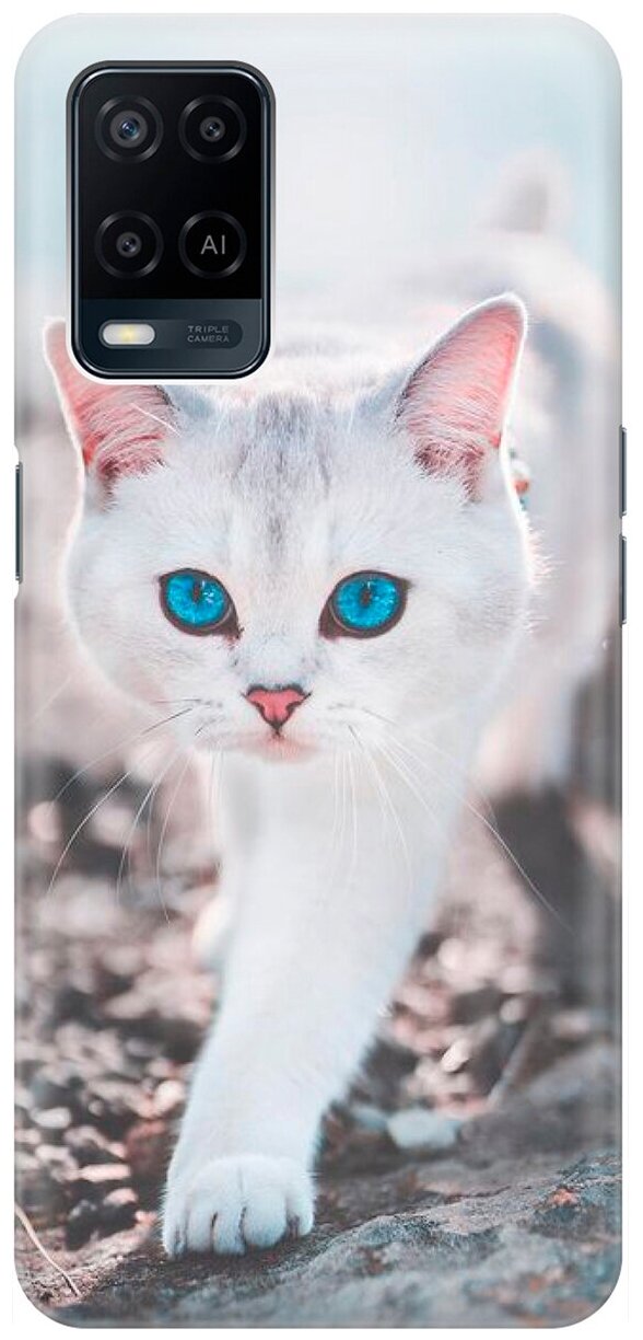 Ультратонкий силиконовый чехол-накладка для Oppo A54 с принтом "Голубоглазый кот"