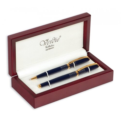 Набор пишущих принадлежностей Verdie перо, шариковые ручки, деревянный футляр