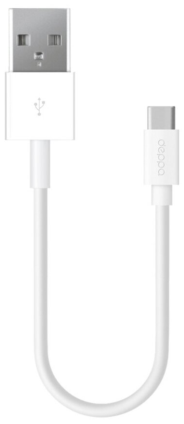 Дата-кабель USB-A - USB-C, USB 2.0, 2.4A, 1.2м, белый, Deppa 72312