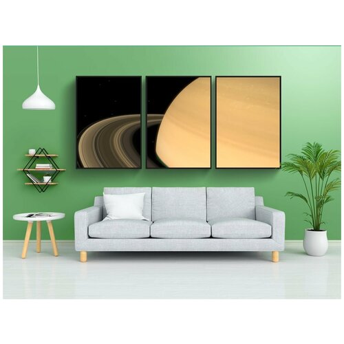 фото Набор модулных постеров для интерьера "сатурн, крупный план, естественный" 60x90 см. в тубусе, без рамки lotsprints